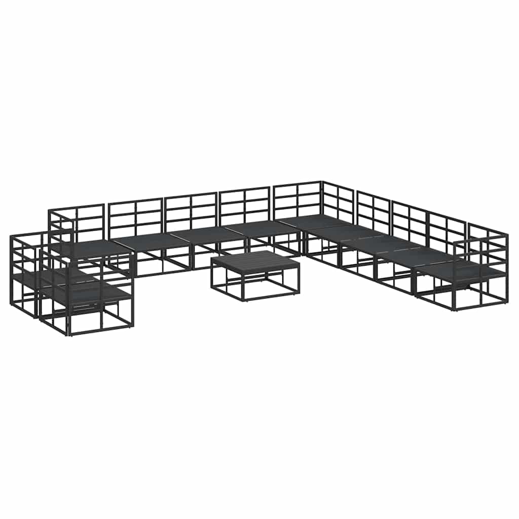 Gartensofa-set 12 stk. Schwarz Aluminium