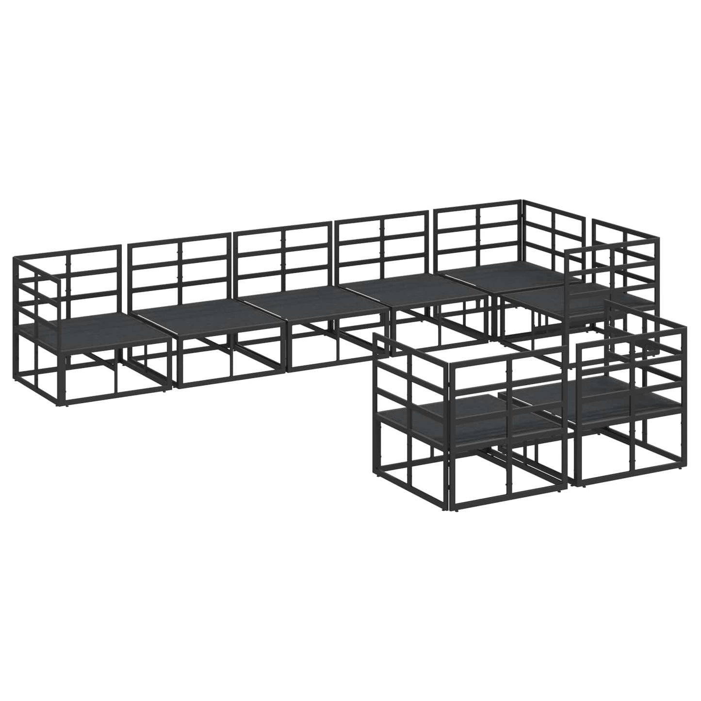 Gartensofa-set mit Kissen 8 pcs Schwarz Aluminium