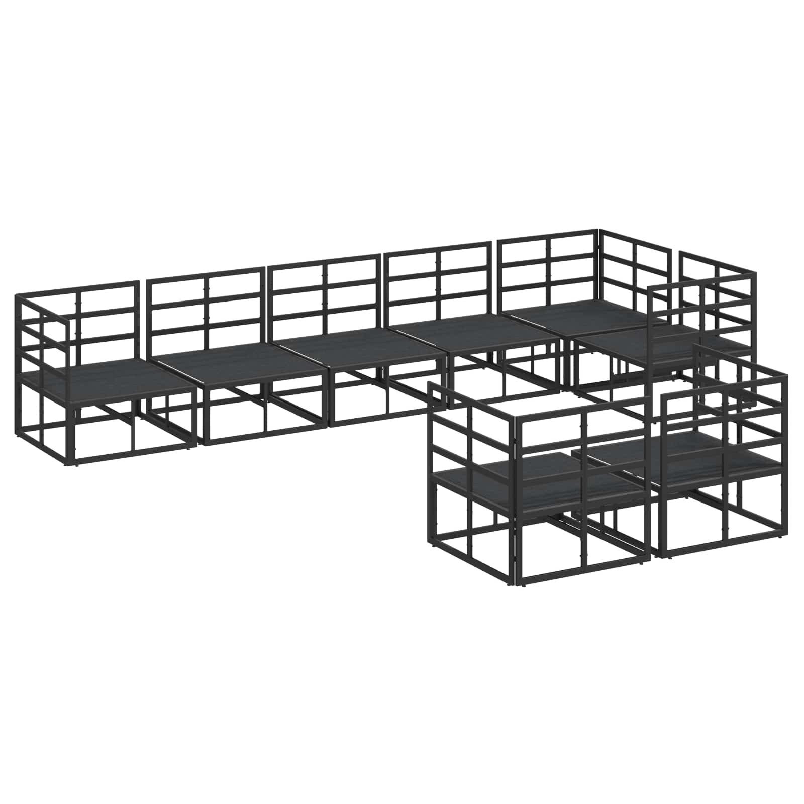 Gartensofa-set mit Kissen 8 pcs Schwarz Aluminium