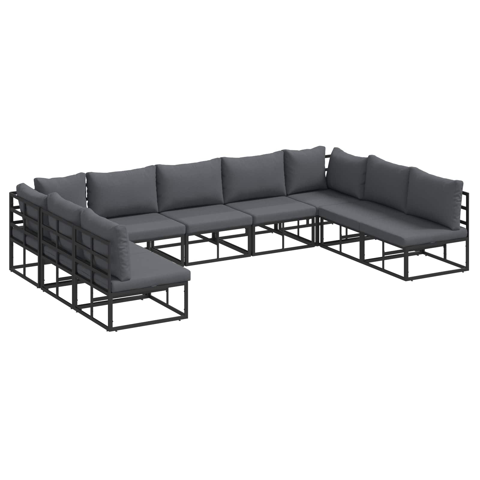 Gartensofa-set 9 stk. Schwarz Aluminium