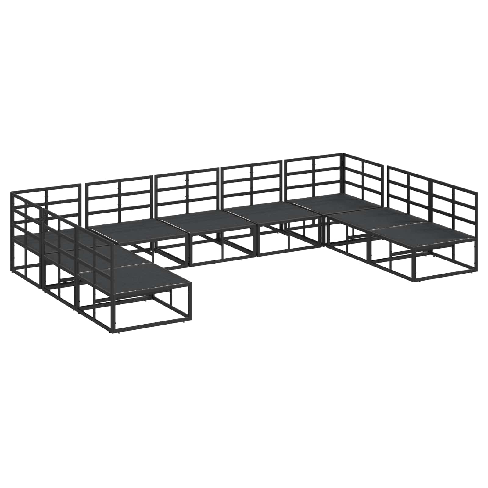 Gartensofa-set 9 stk. Schwarz Aluminium