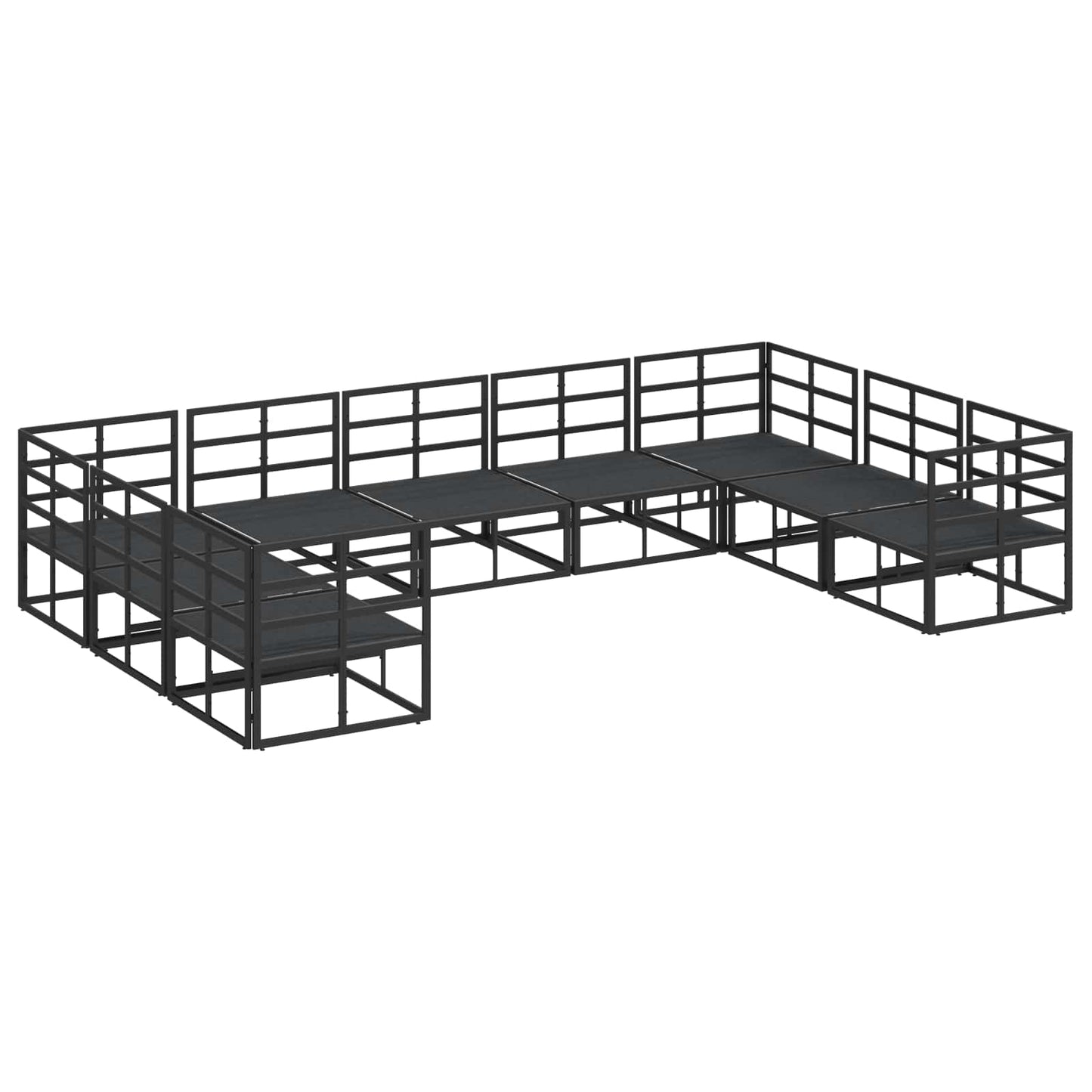 Gartensofa-set mit Kissen 9 pcs Schwarz Aluminium