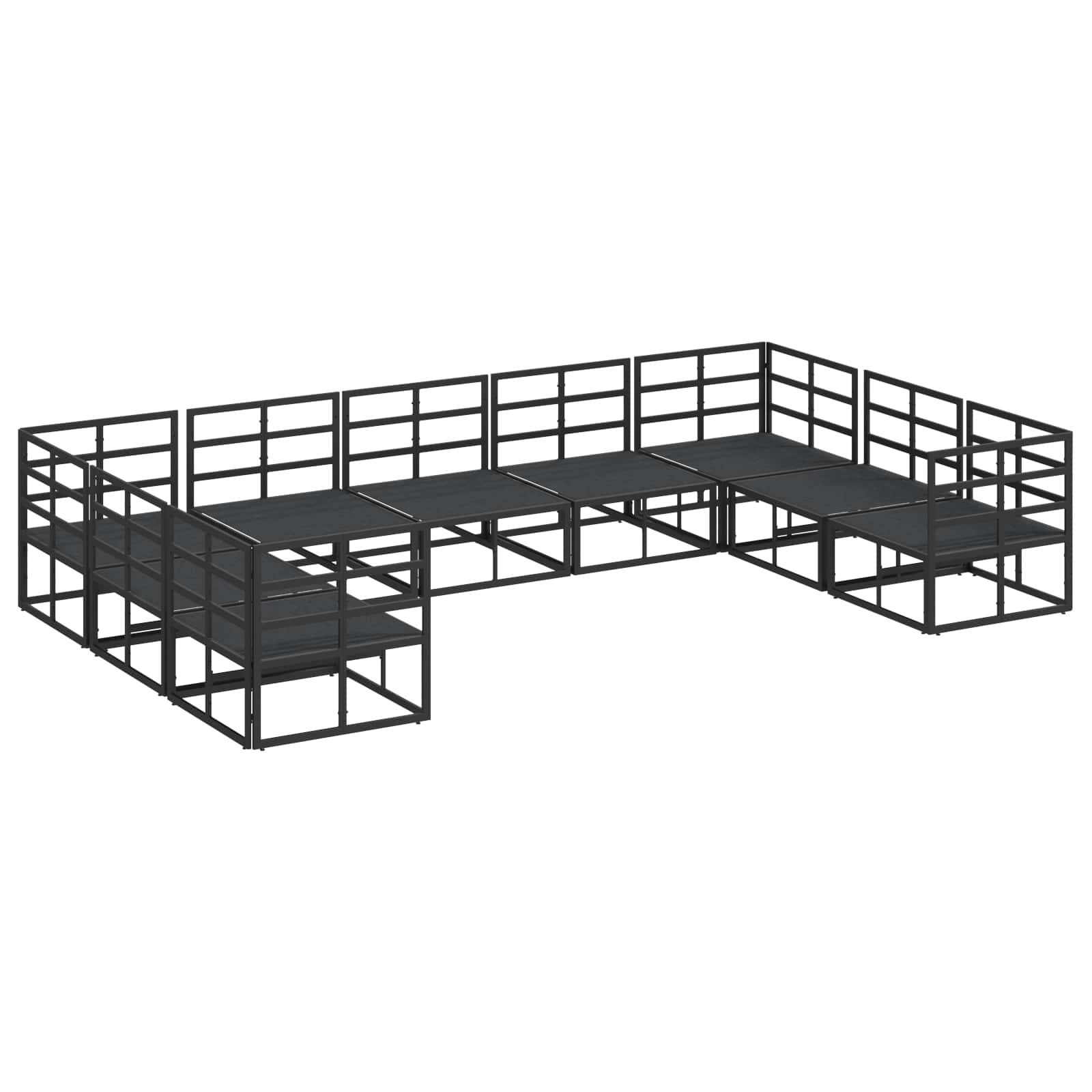 Gartensofa-set mit Kissen 9 pcs Schwarz Aluminium