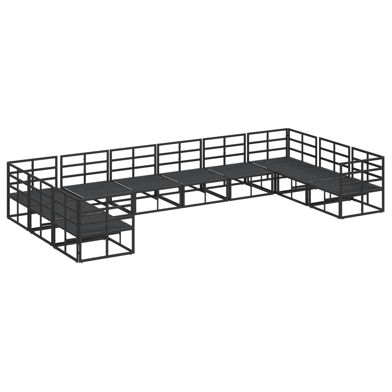Gartensofa-set mit Kissen 10 pcs Schwarz Aluminium