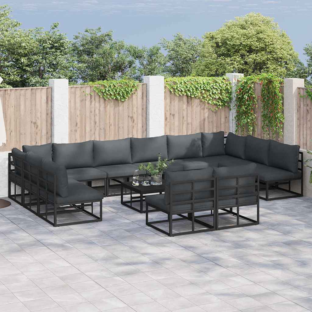 Gartensofa-set 12 stk. Schwarz Aluminium