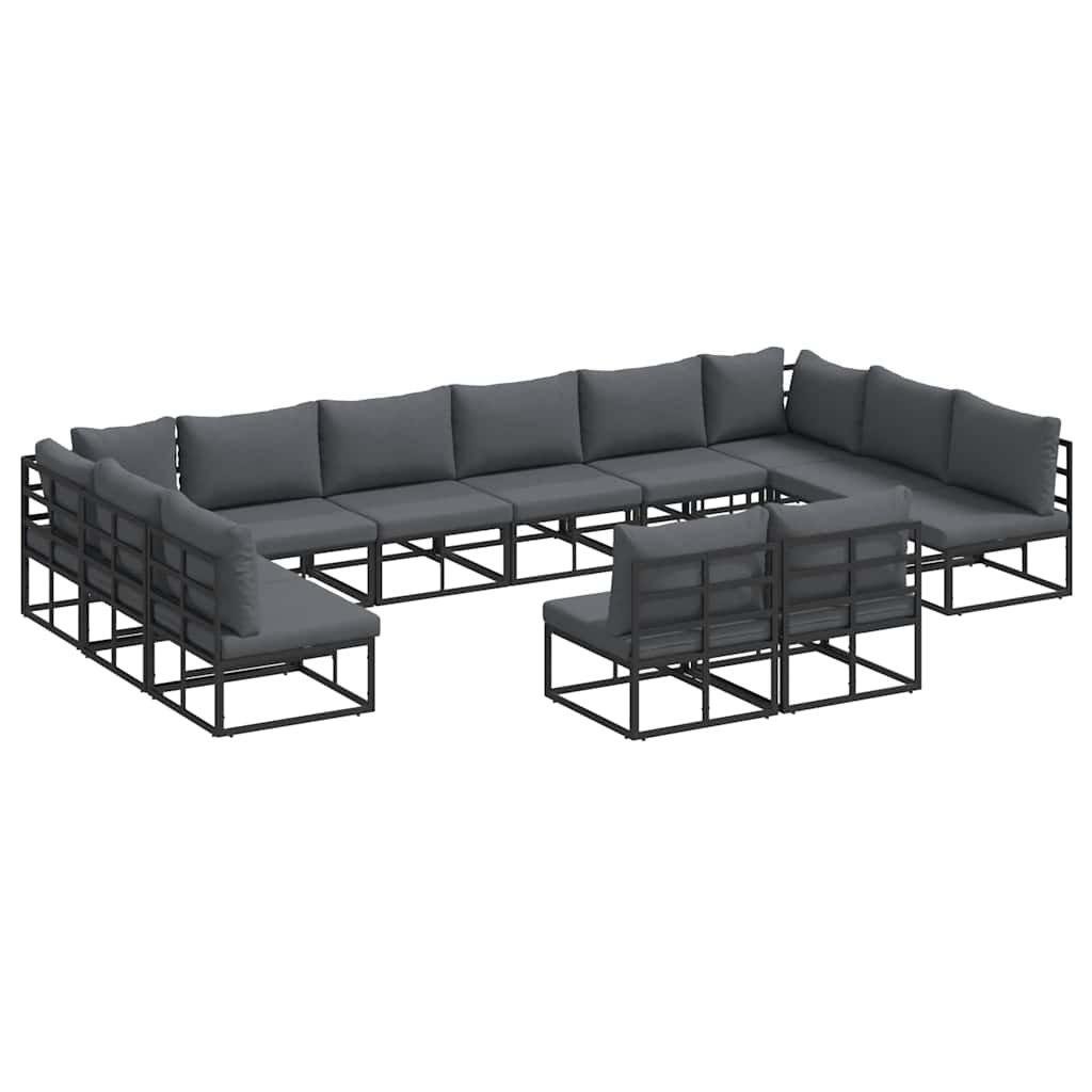 Gartensofa-set 12 stk. Schwarz Aluminium