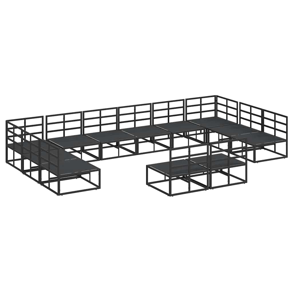 Gartensofa-set 12 stk. Schwarz Aluminium
