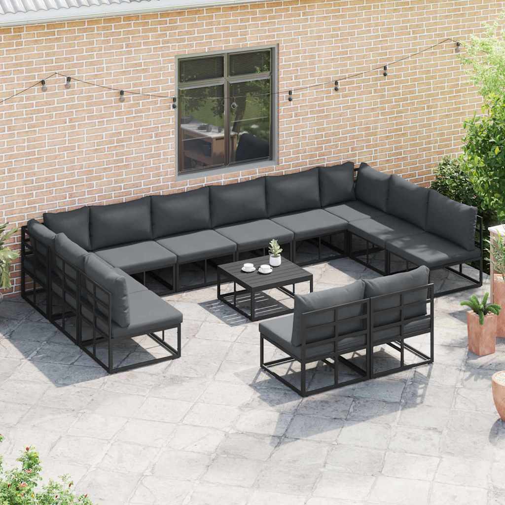 Gartensofa-set 13 stk. Schwarz Aluminium