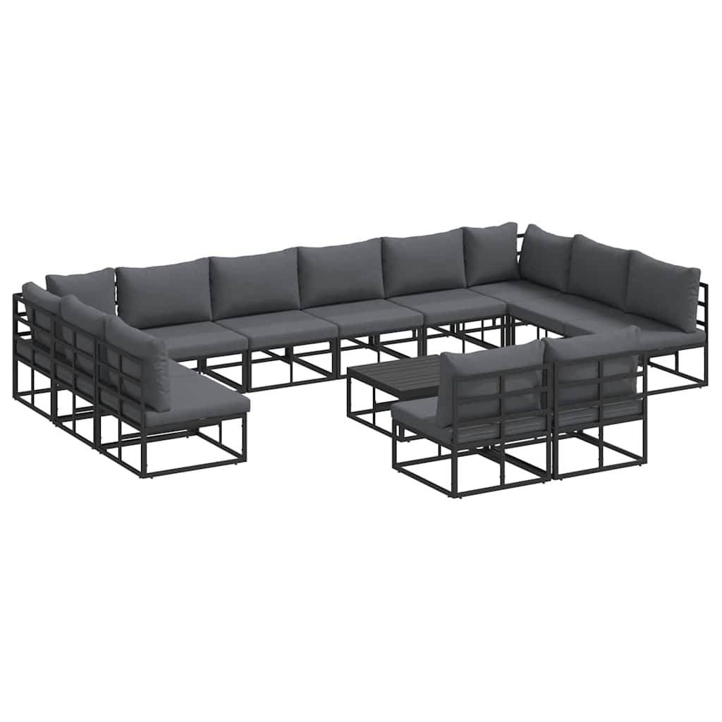 Gartensofa-set 13 stk. Schwarz Aluminium