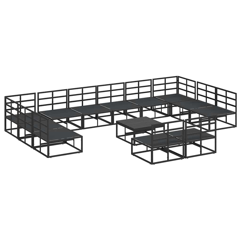 Gartensofa-set 13 stk. Schwarz Aluminium