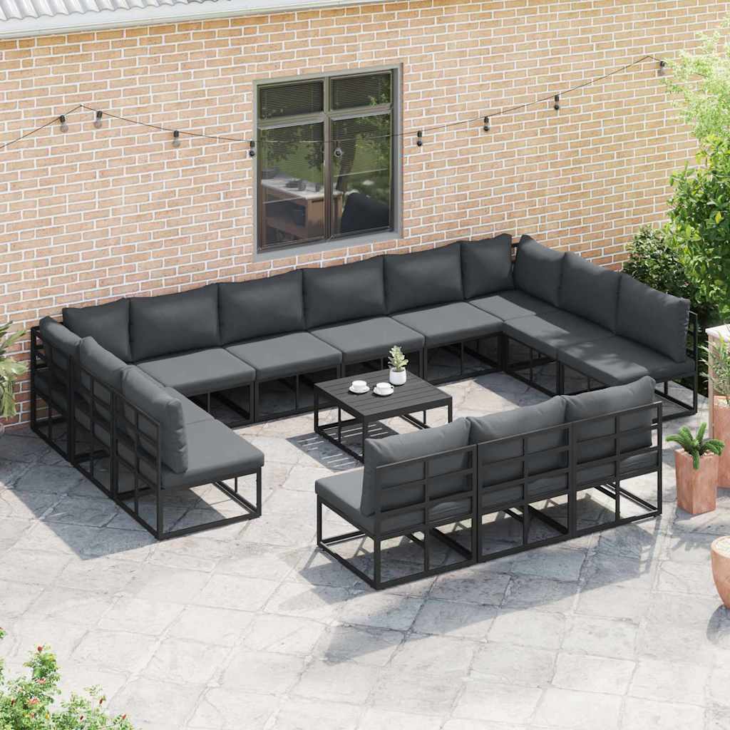 Gartensofa-set 13 stk. Schwarz Aluminium