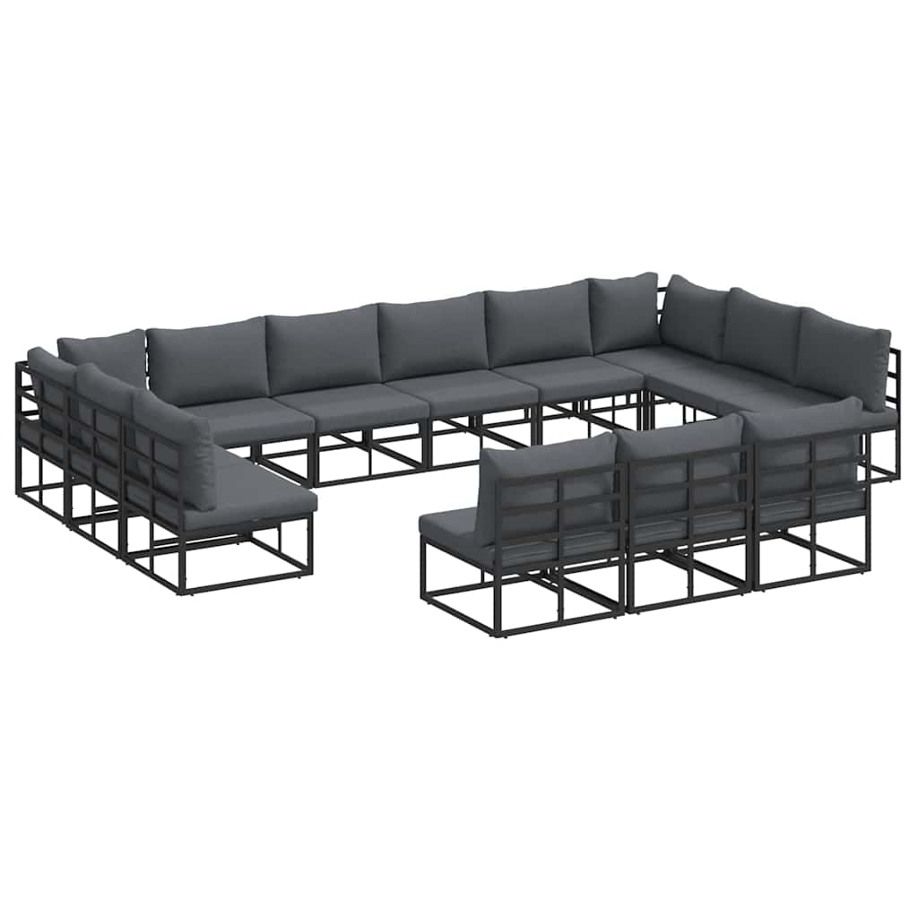 Gartensofa-set 13 stk. Schwarz Aluminium