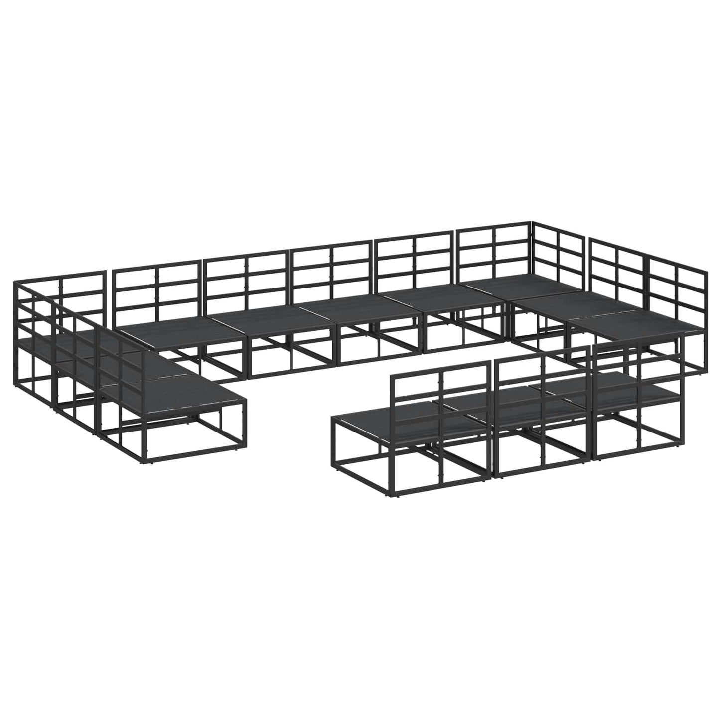 Gartensofa-set 13 stk. Schwarz Aluminium