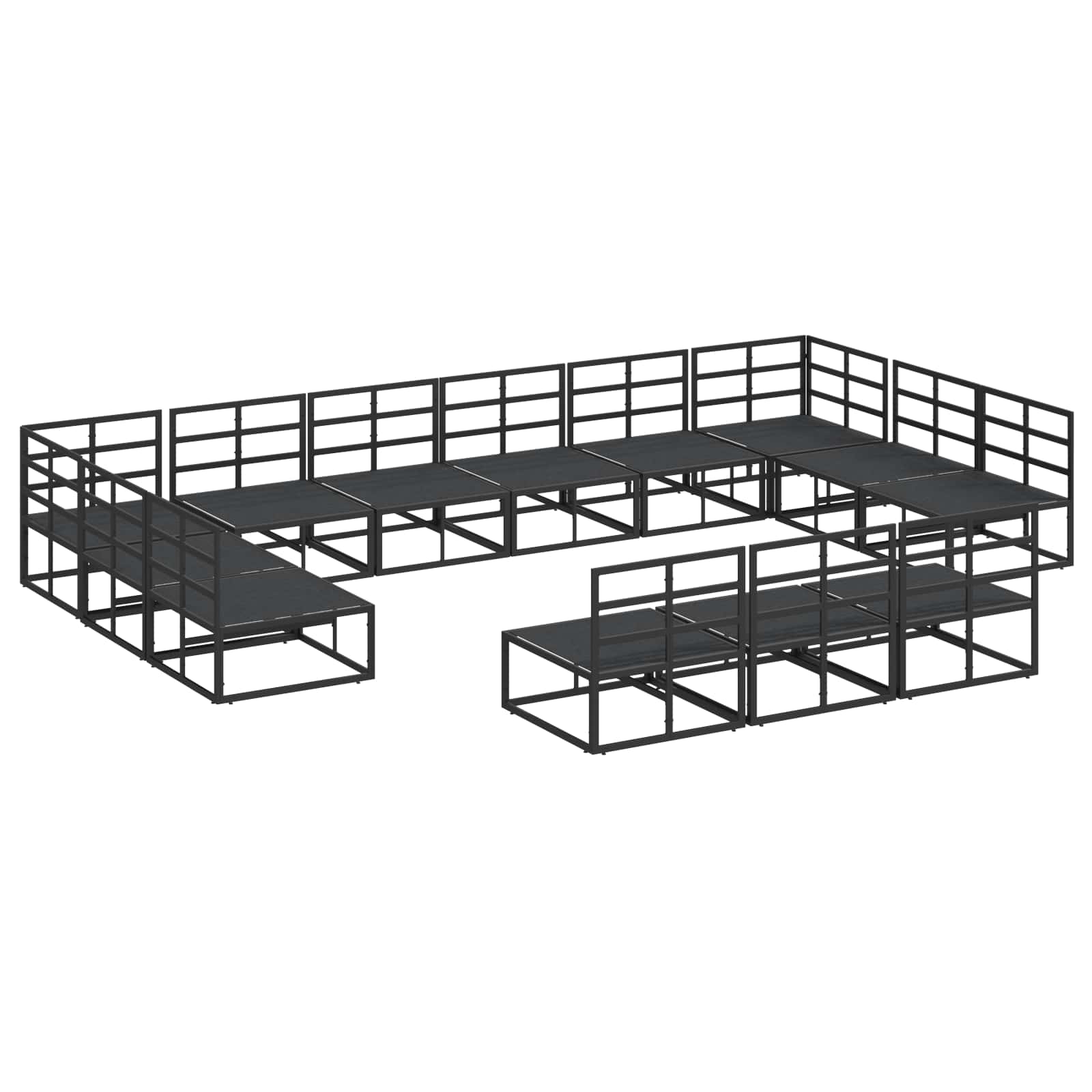 Gartensofa-set 13 stk. Schwarz Aluminium