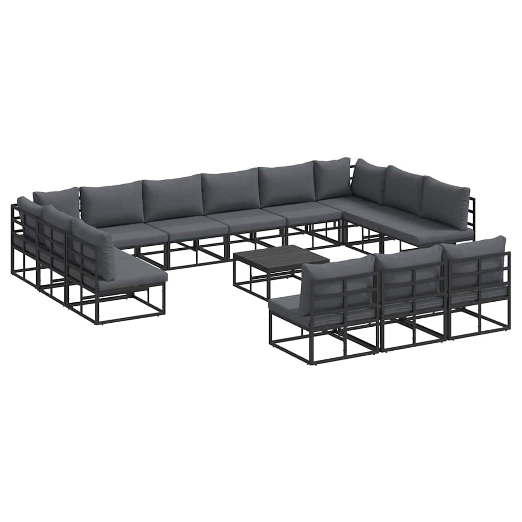 Gartensofa-set 14 stk. Schwarz Aluminium
