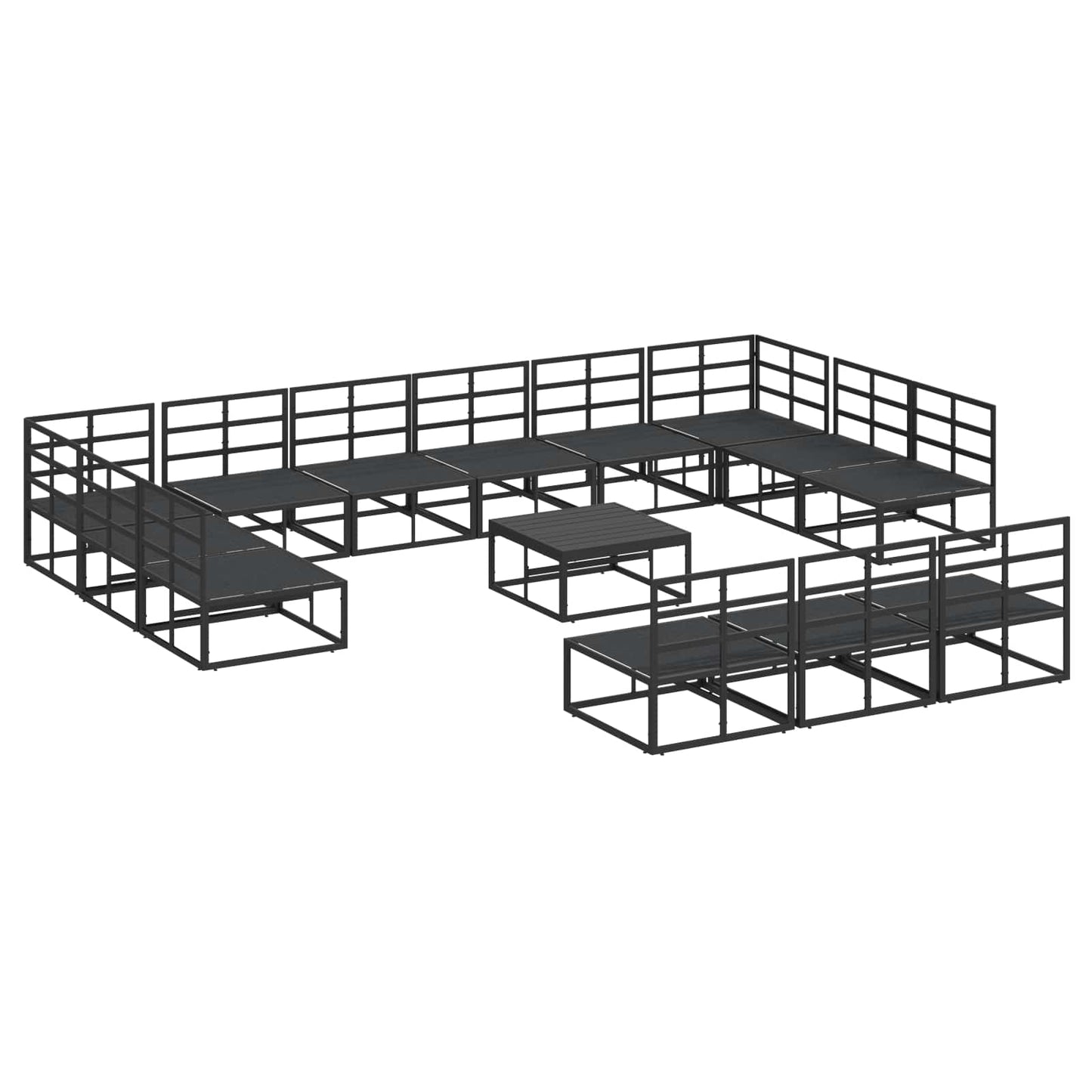 Gartensofa-set 14 stk. Schwarz Aluminium