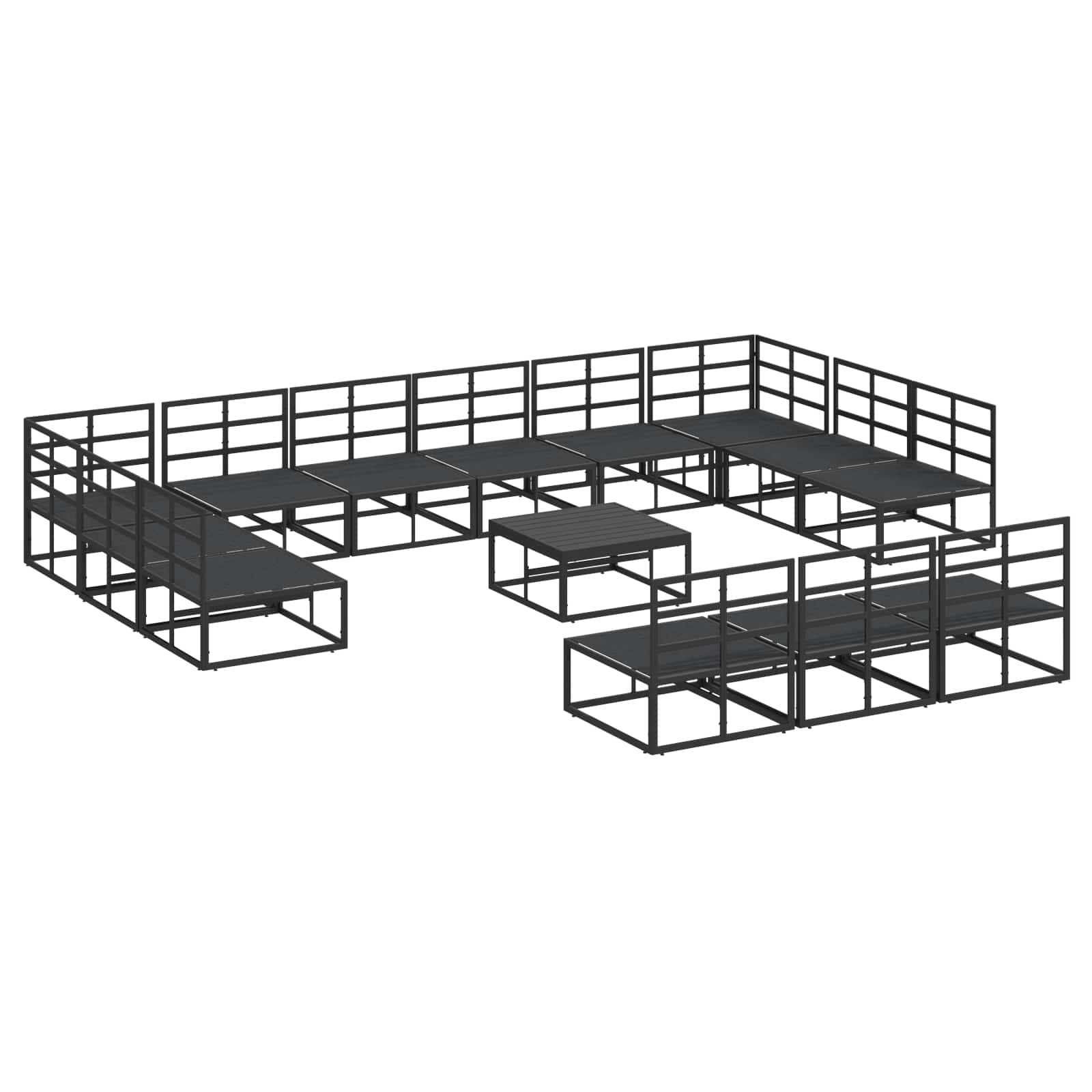 Gartensofa-set 14 stk. Schwarz Aluminium