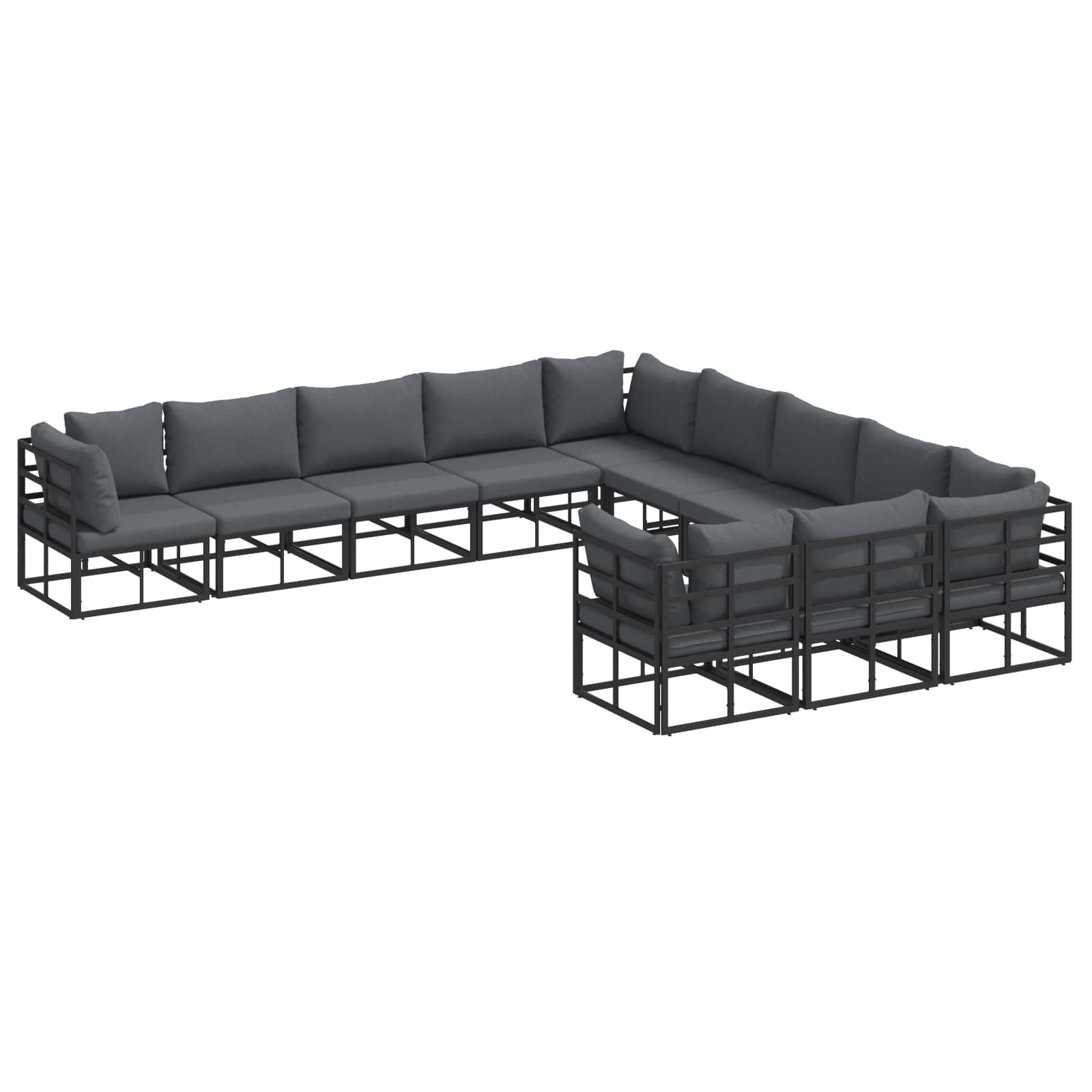 Gartensofa-set 11 stk. Schwarz Aluminium
