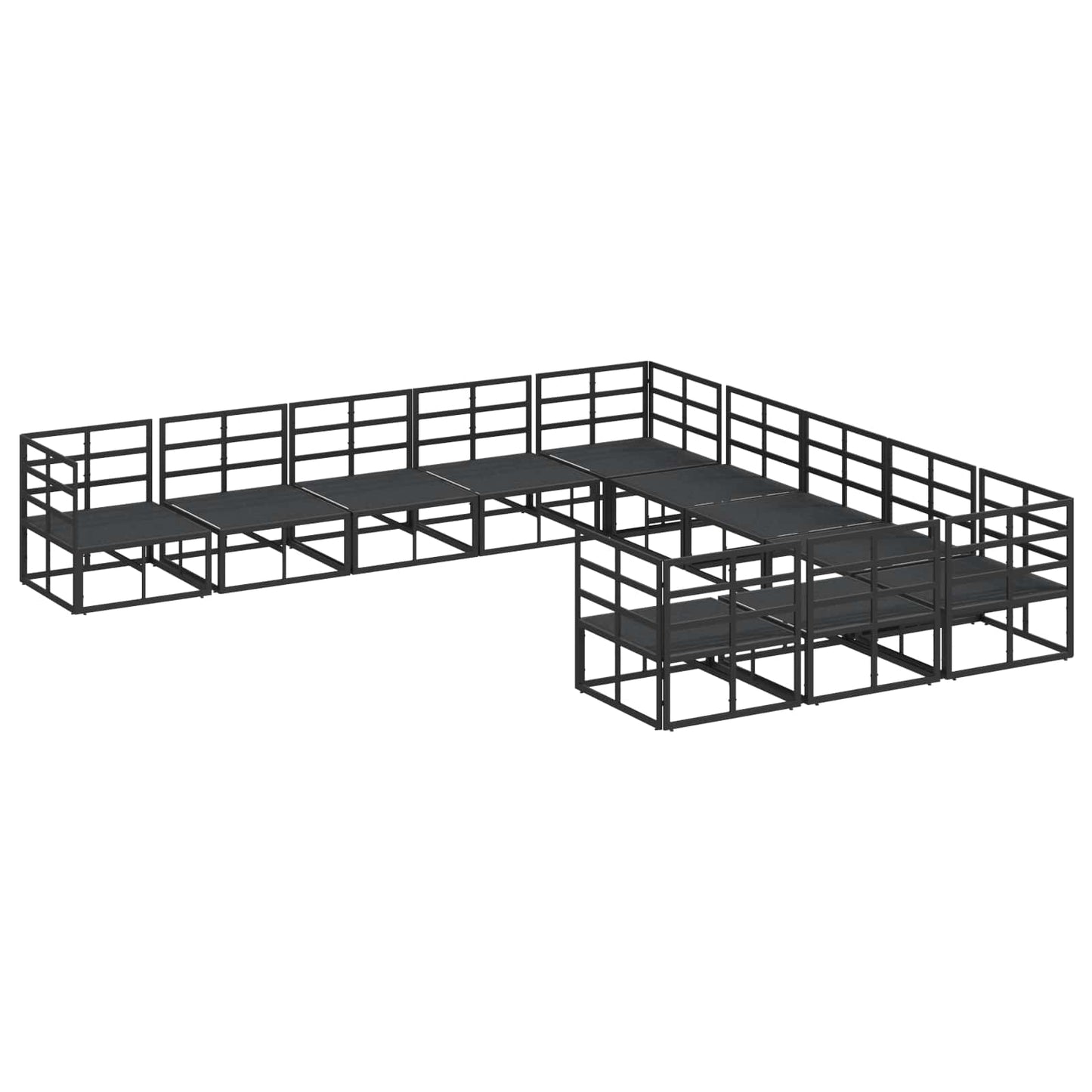 Gartensofa-set 11 stk. Schwarz Aluminium