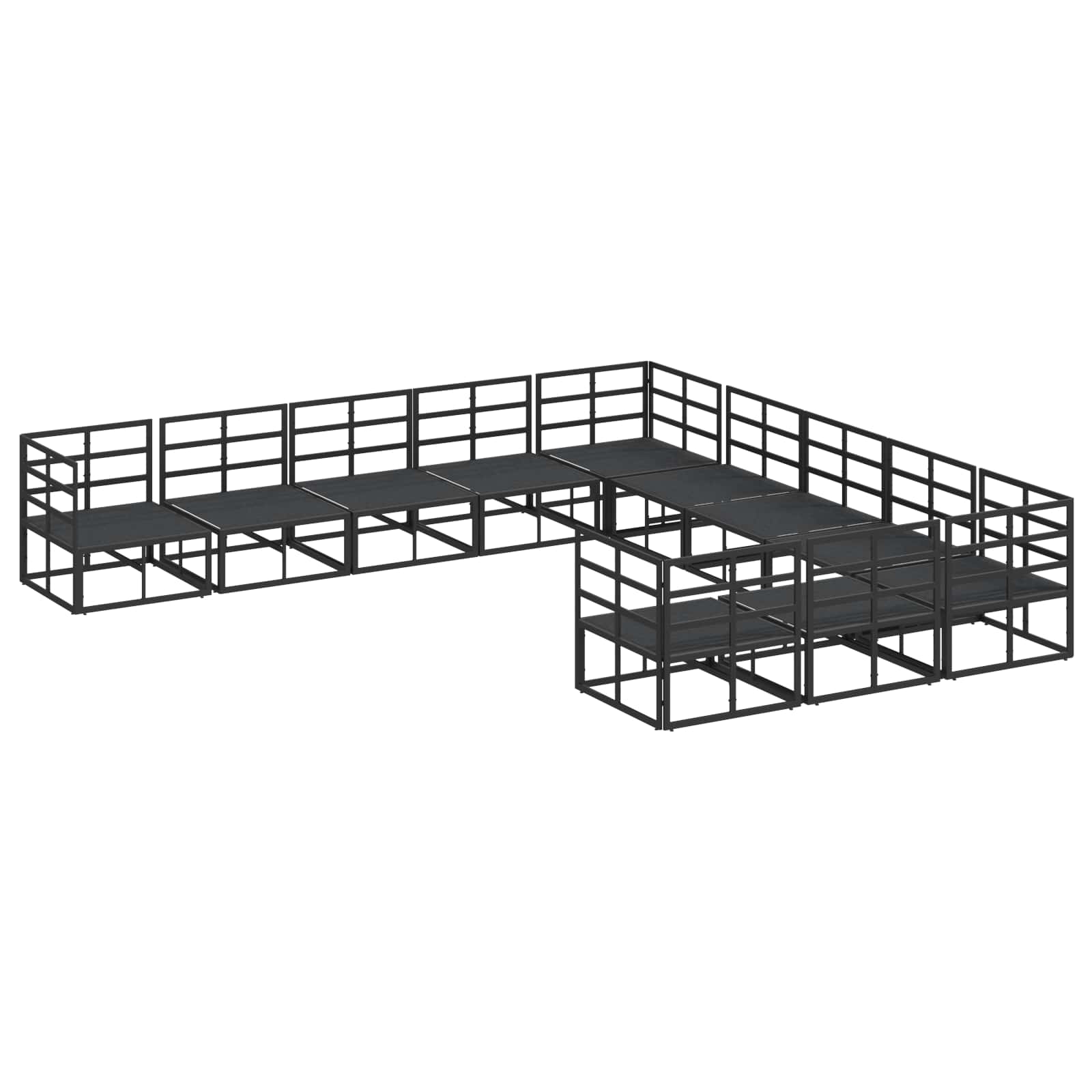 Gartensofa-set 11 stk. Schwarz Aluminium