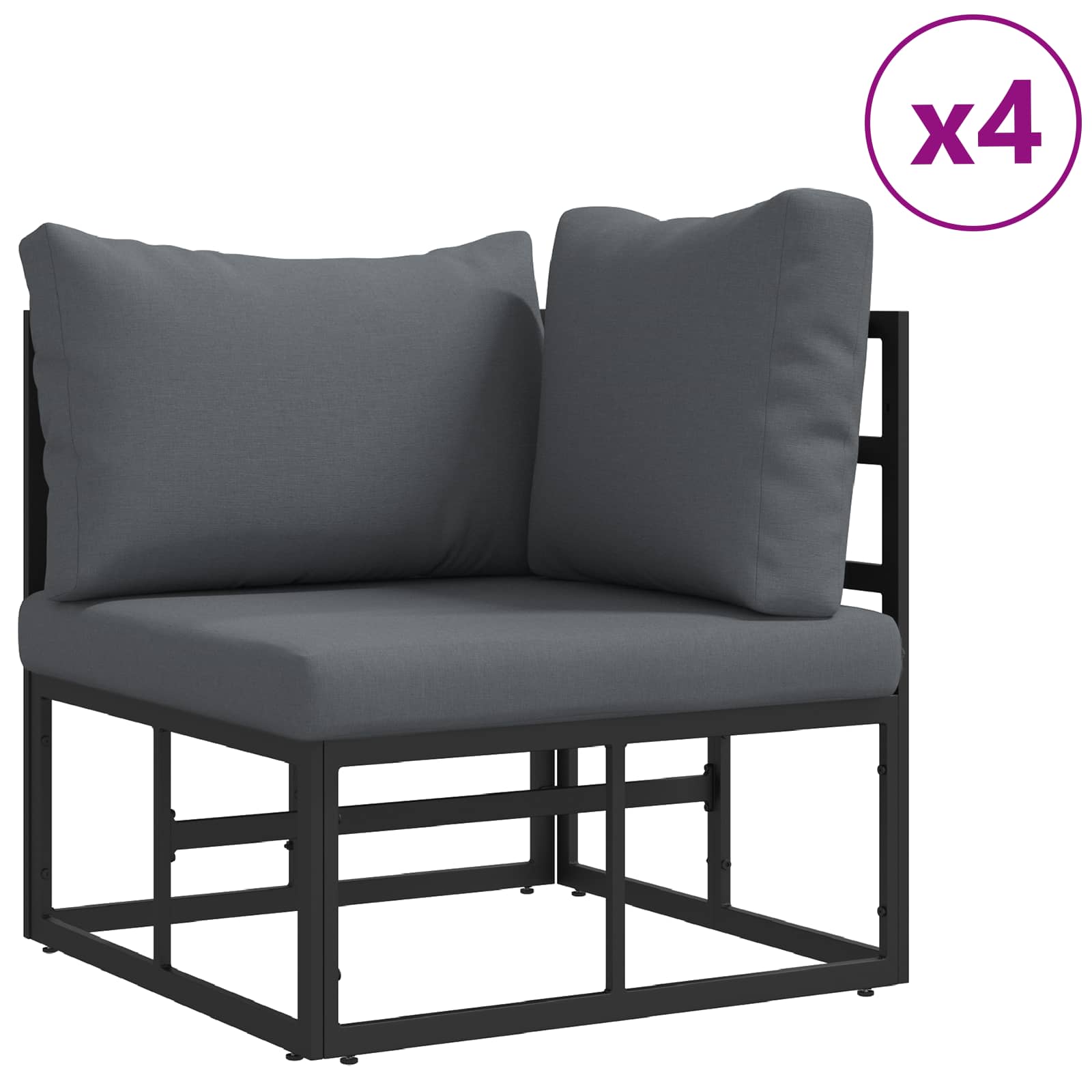 Gartensofa-set 11 stk. Schwarz Aluminium