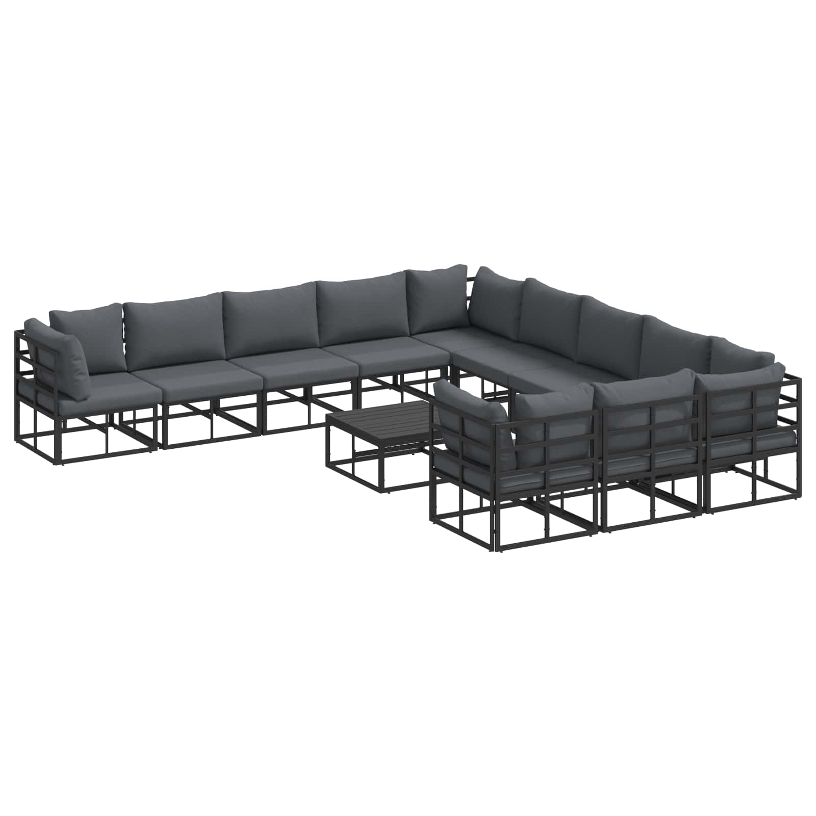 Gartensofa-set 12 stk. Schwarz Aluminium