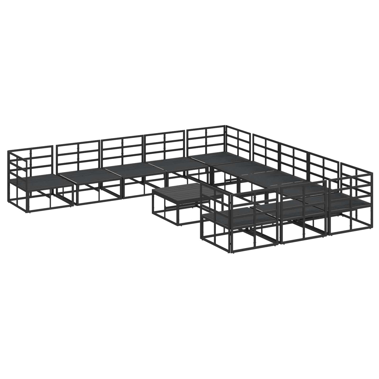 Gartensofa-set 12 stk. Schwarz Aluminium