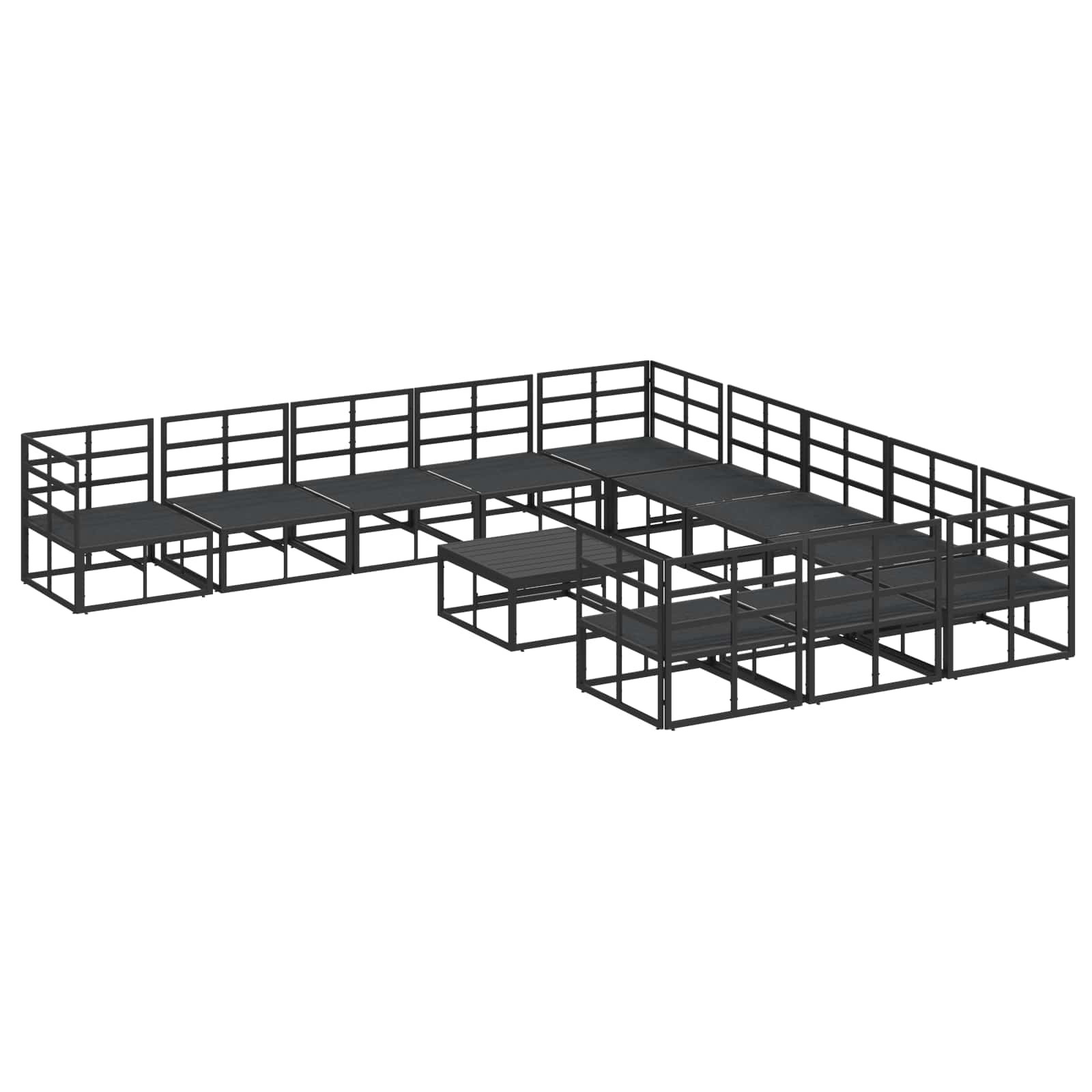 Gartensofa-set 12 stk. Schwarz Aluminium