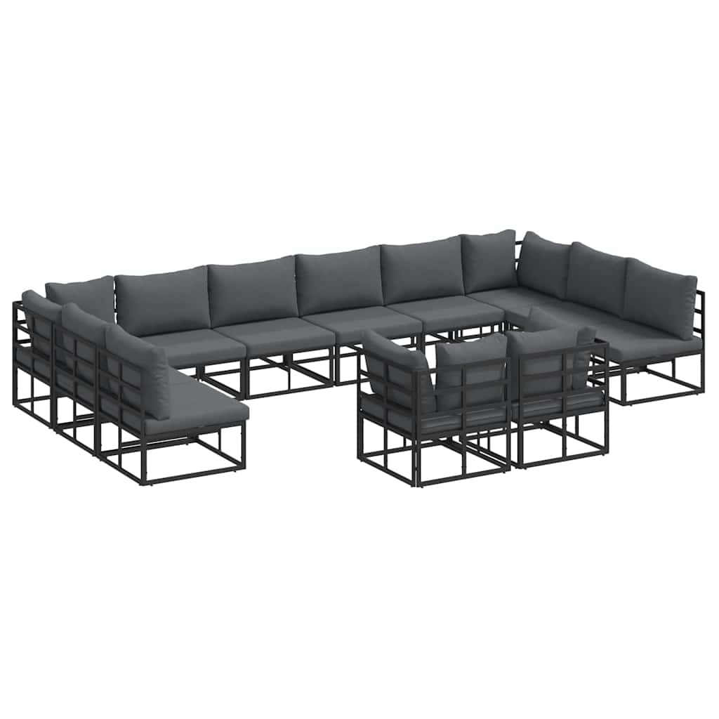Gartensofa-set 12 stk. Schwarz Aluminium