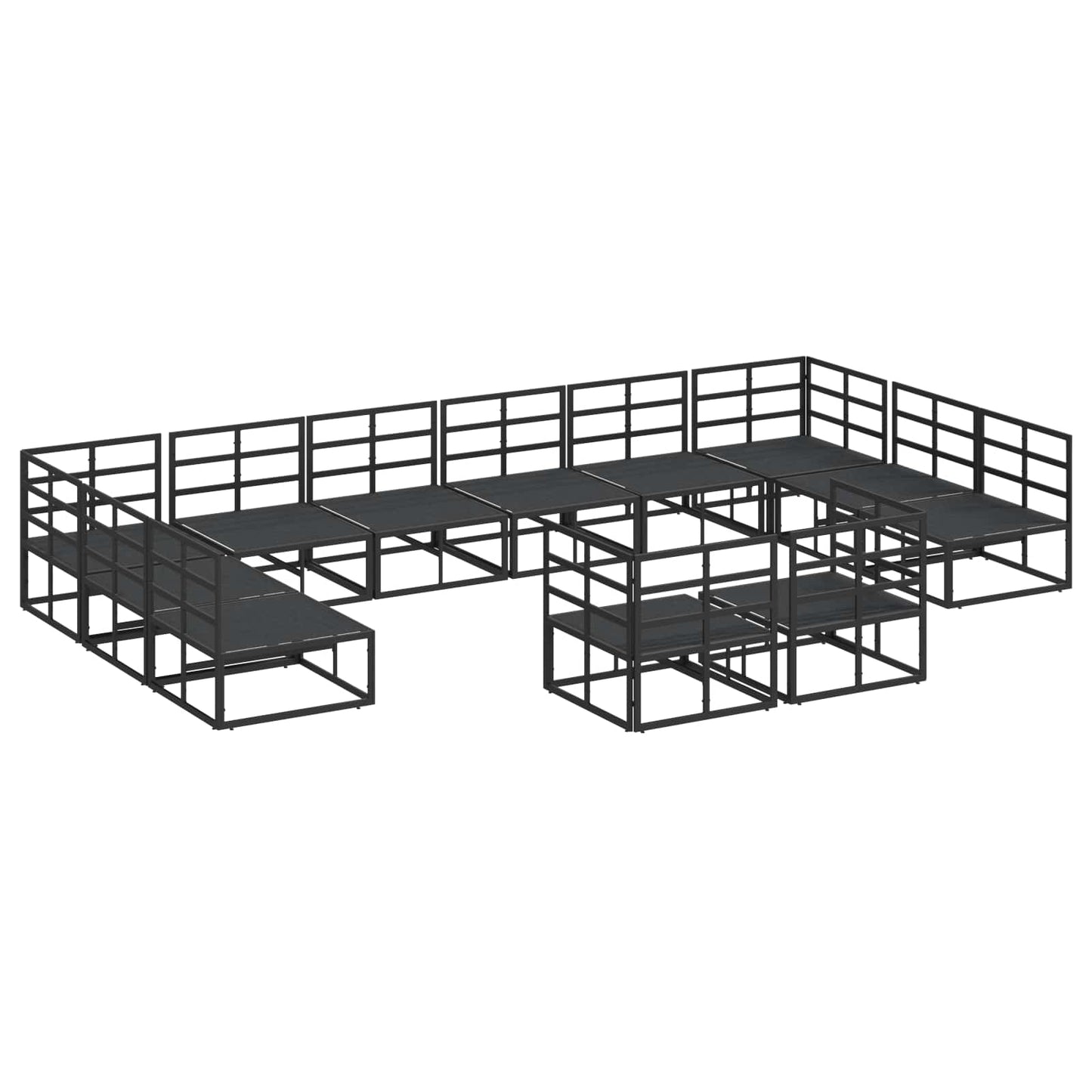 Gartensofa-set 12 stk. Schwarz Aluminium