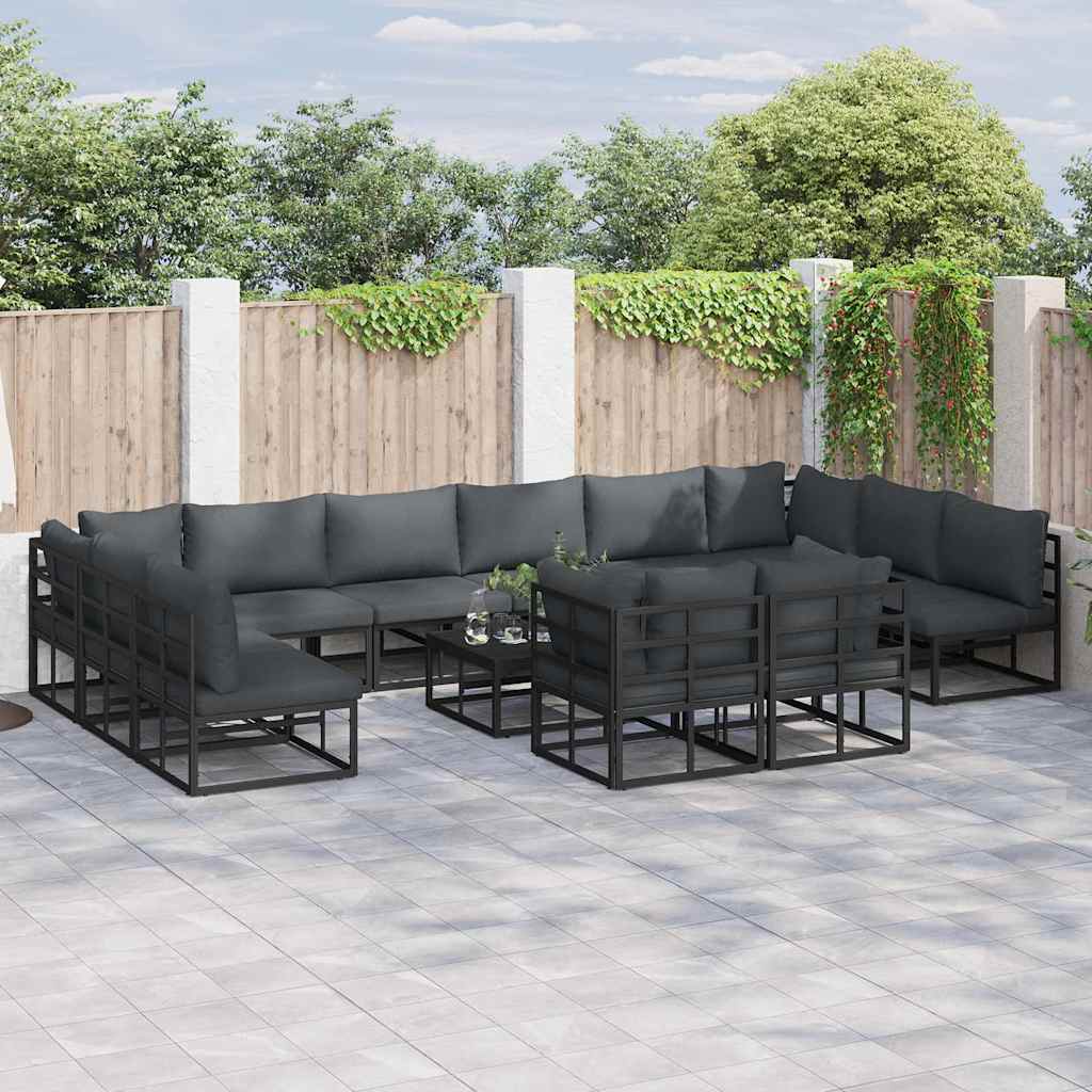 Gartensofa-set 13 stk. Schwarz Aluminium