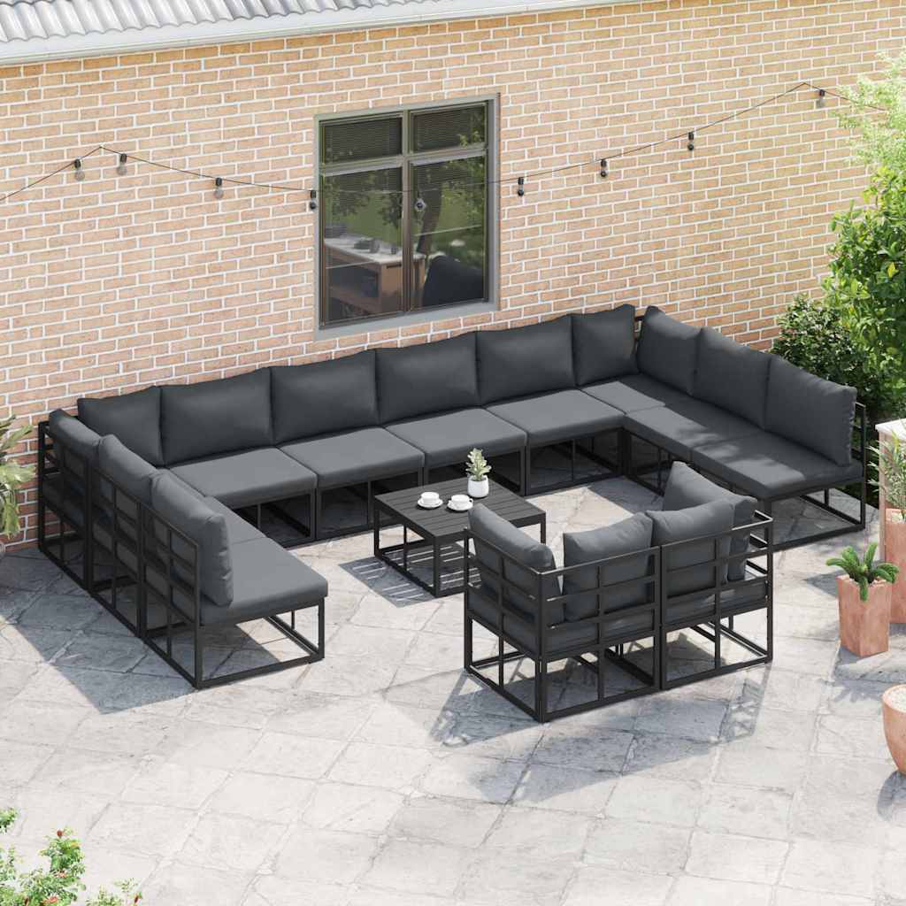 Gartensofa-set 13 stk. Schwarz Aluminium