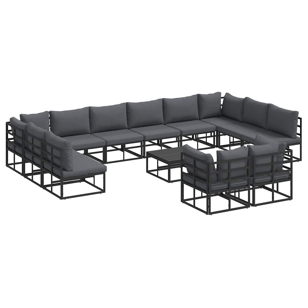 Gartensofa-set 13 stk. Schwarz Aluminium