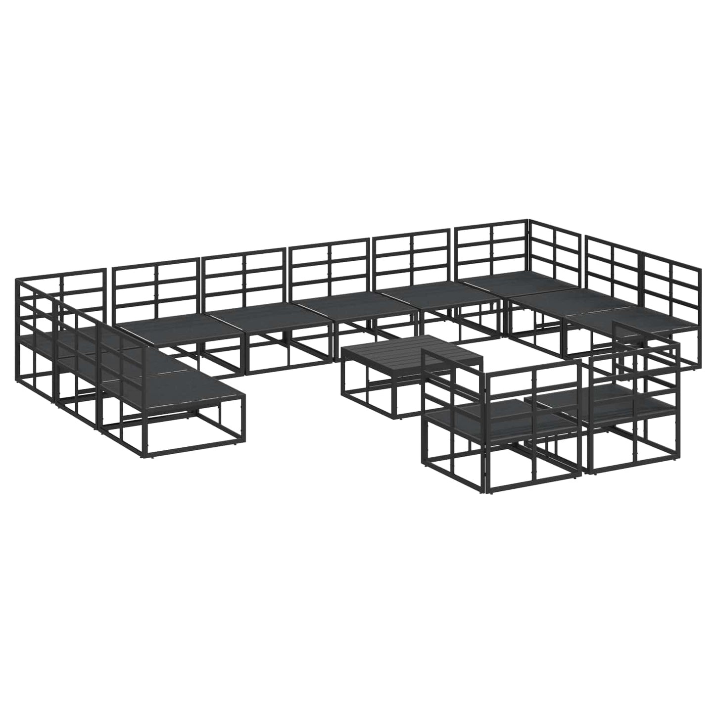 Gartensofa-set 13 stk. Schwarz Aluminium