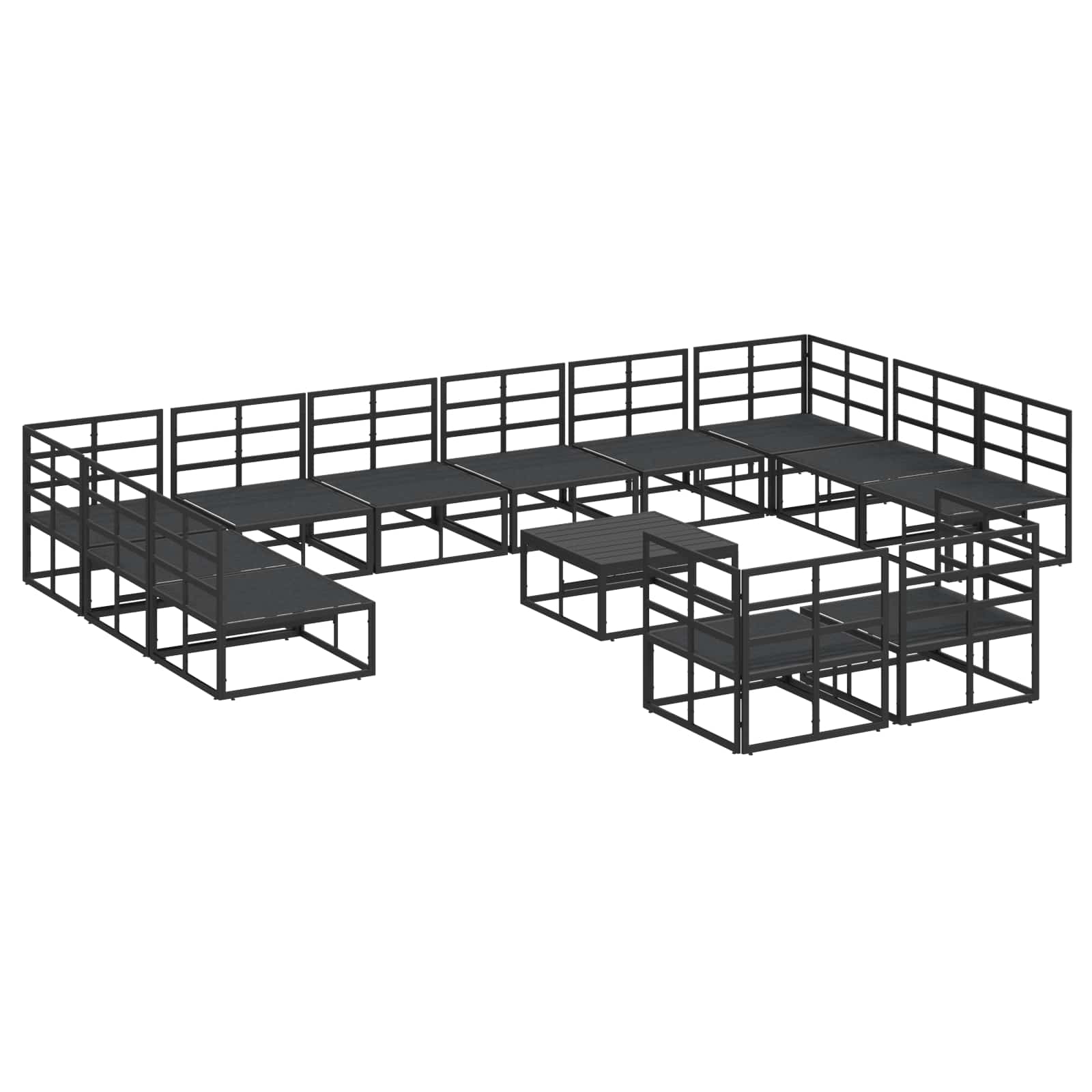 Gartensofa-set 13 stk. Schwarz Aluminium