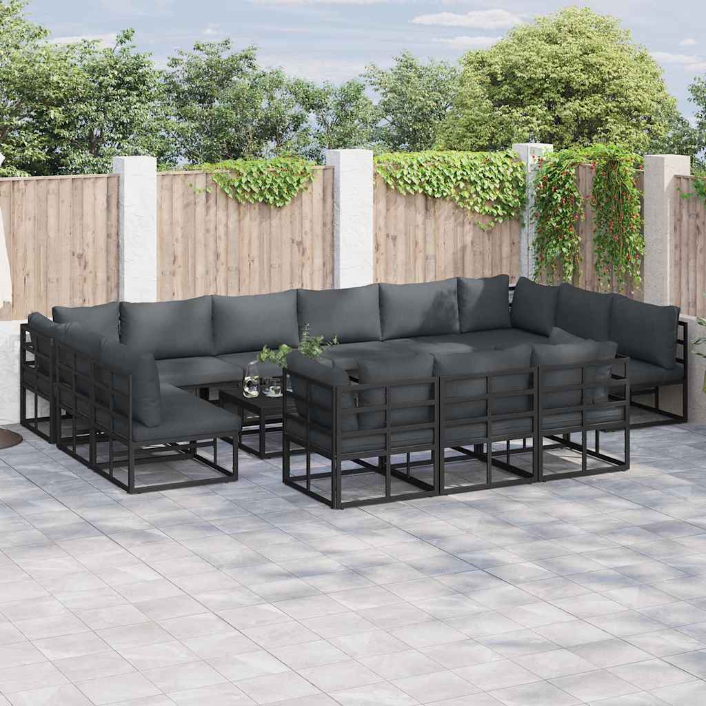 Gartensofa-set 13 stk. Schwarz Aluminium