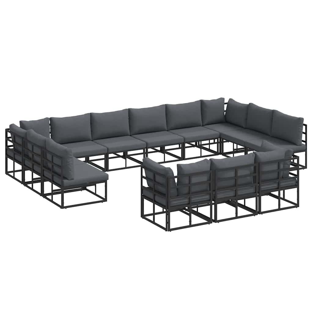 Gartensofa-set 13 stk. Schwarz Aluminium
