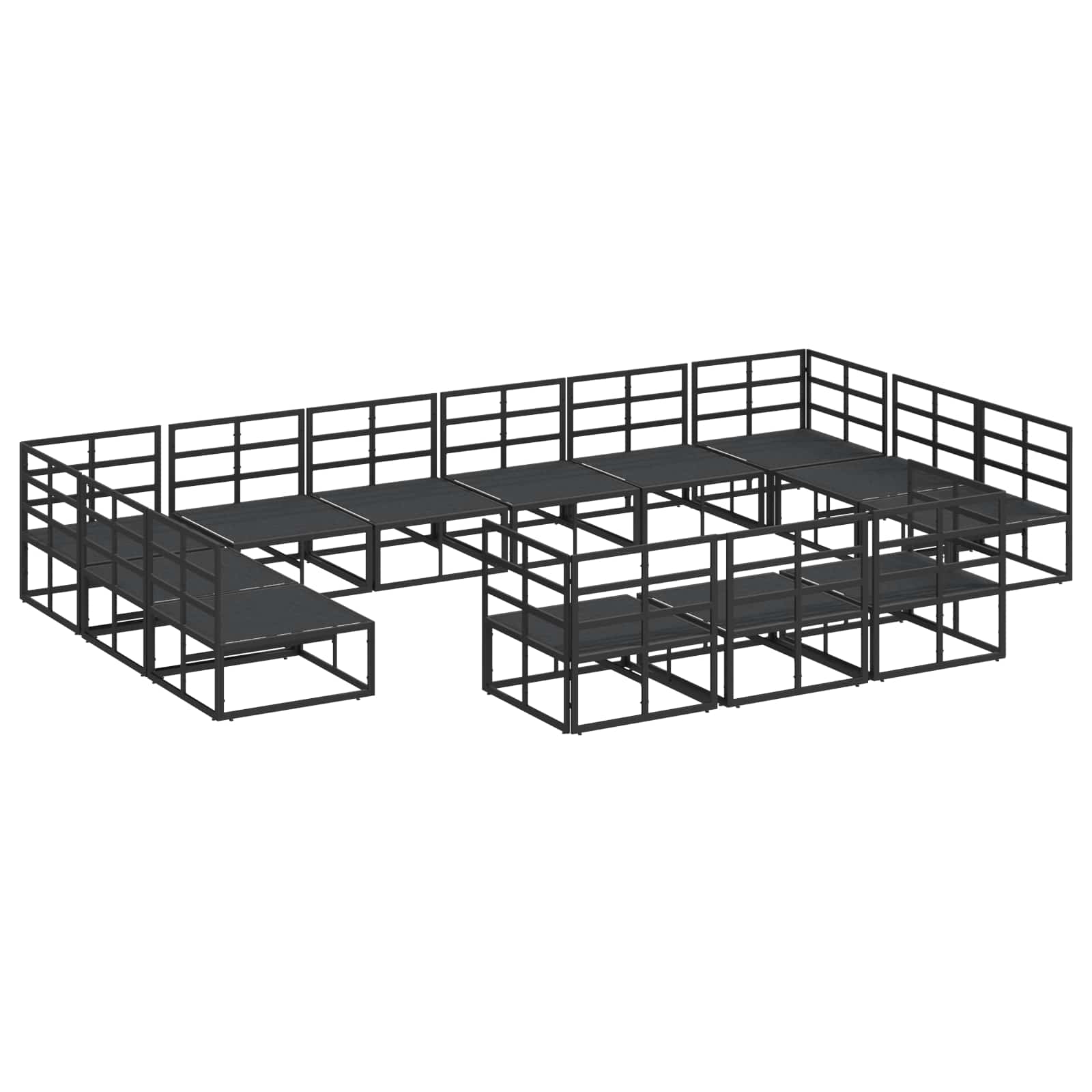 Gartensofa-set 13 stk. Schwarz Aluminium