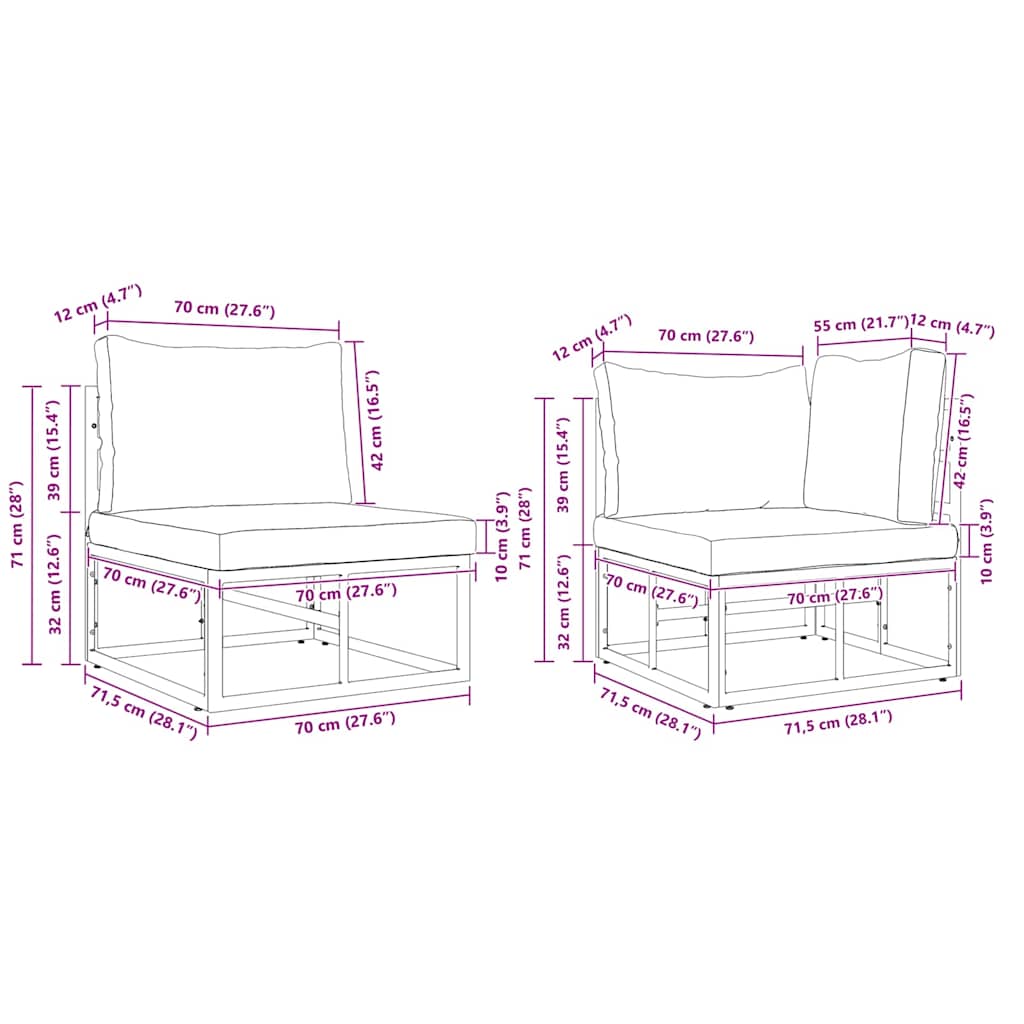 Gartensofa-set 13 stk. Schwarz Aluminium