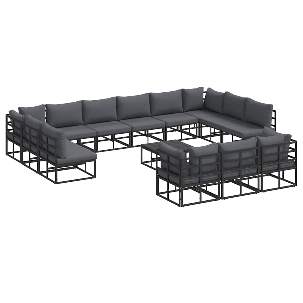 Gartensofa-set 14 stk. Schwarz Aluminium