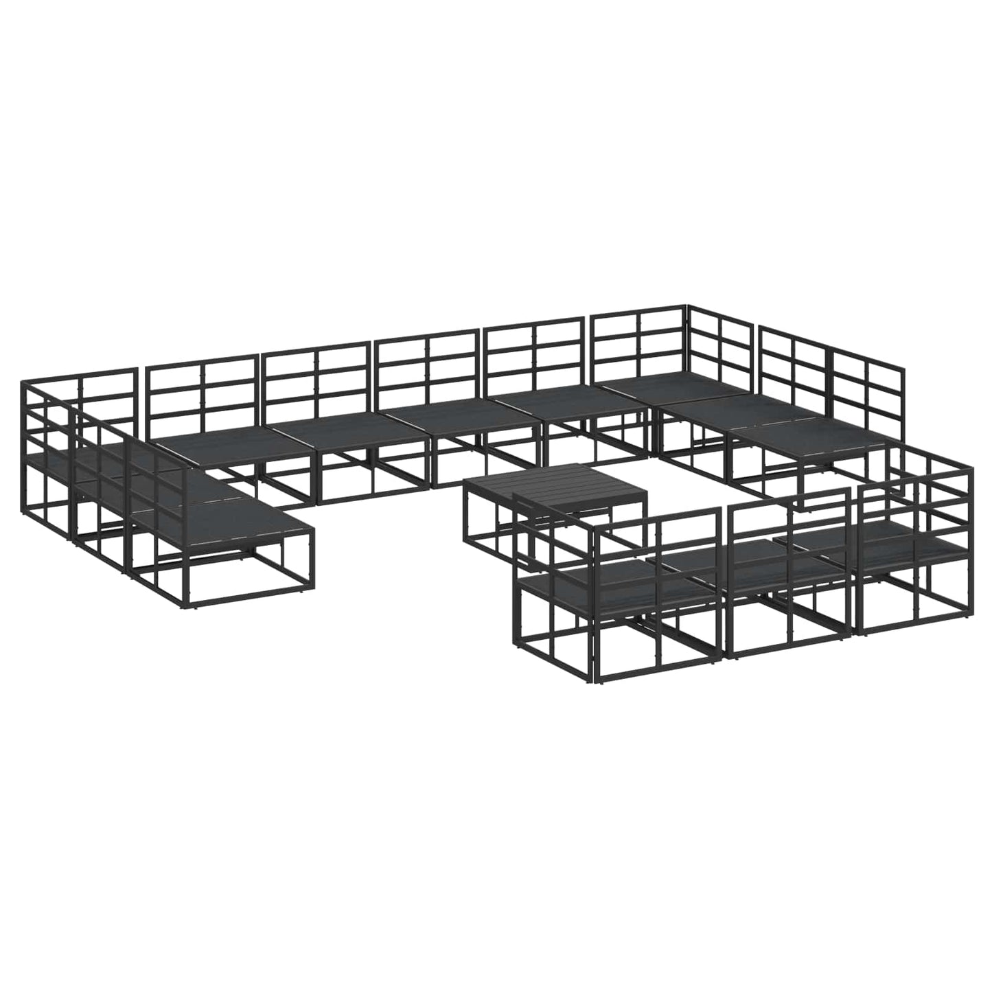 Gartensofa-set 14 stk. Schwarz Aluminium