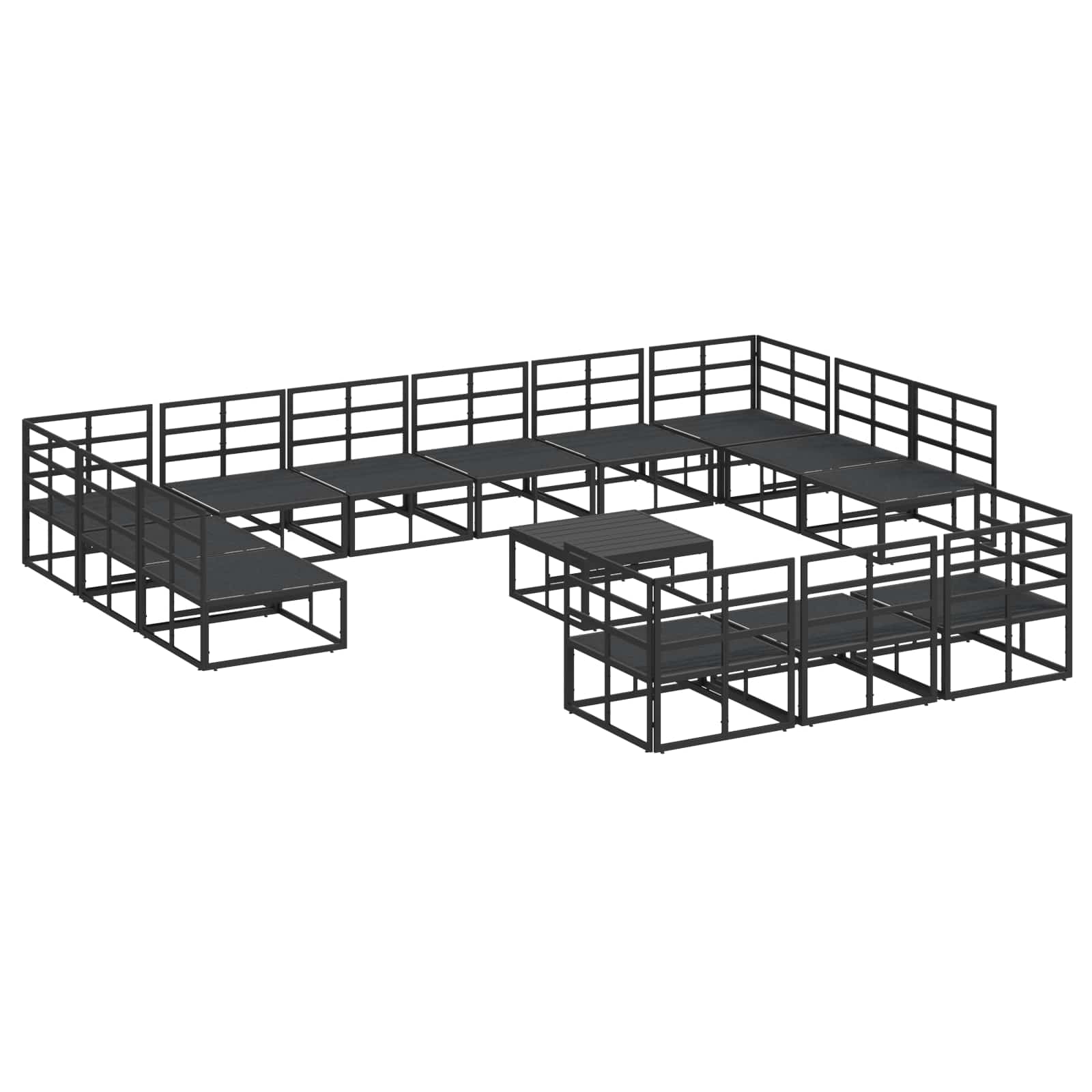 Gartensofa-set 14 stk. Schwarz Aluminium