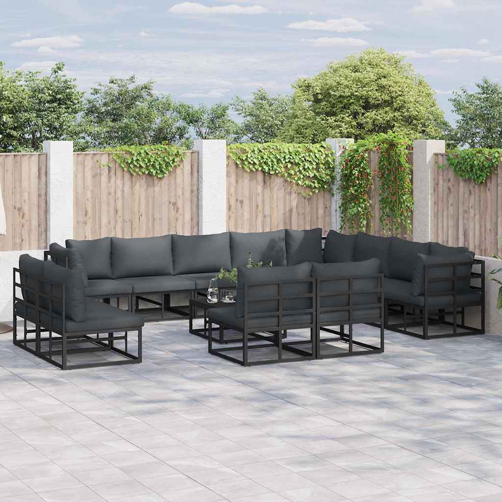 Gartensofa-set 12 stk. Schwarz Aluminium