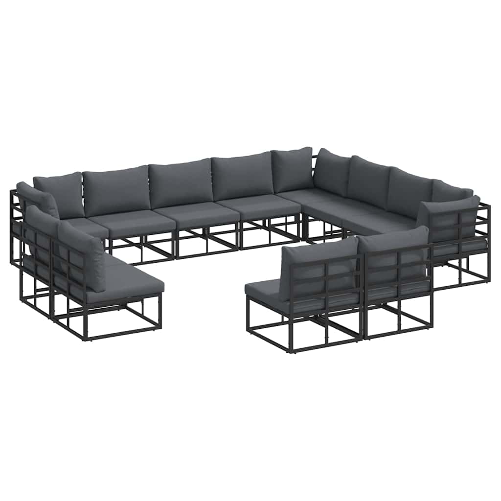 Gartensofa-set 12 stk. Schwarz Aluminium