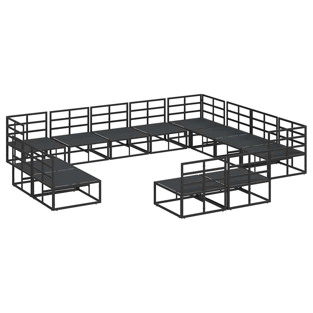Gartensofa-set 12 stk. Schwarz Aluminium
