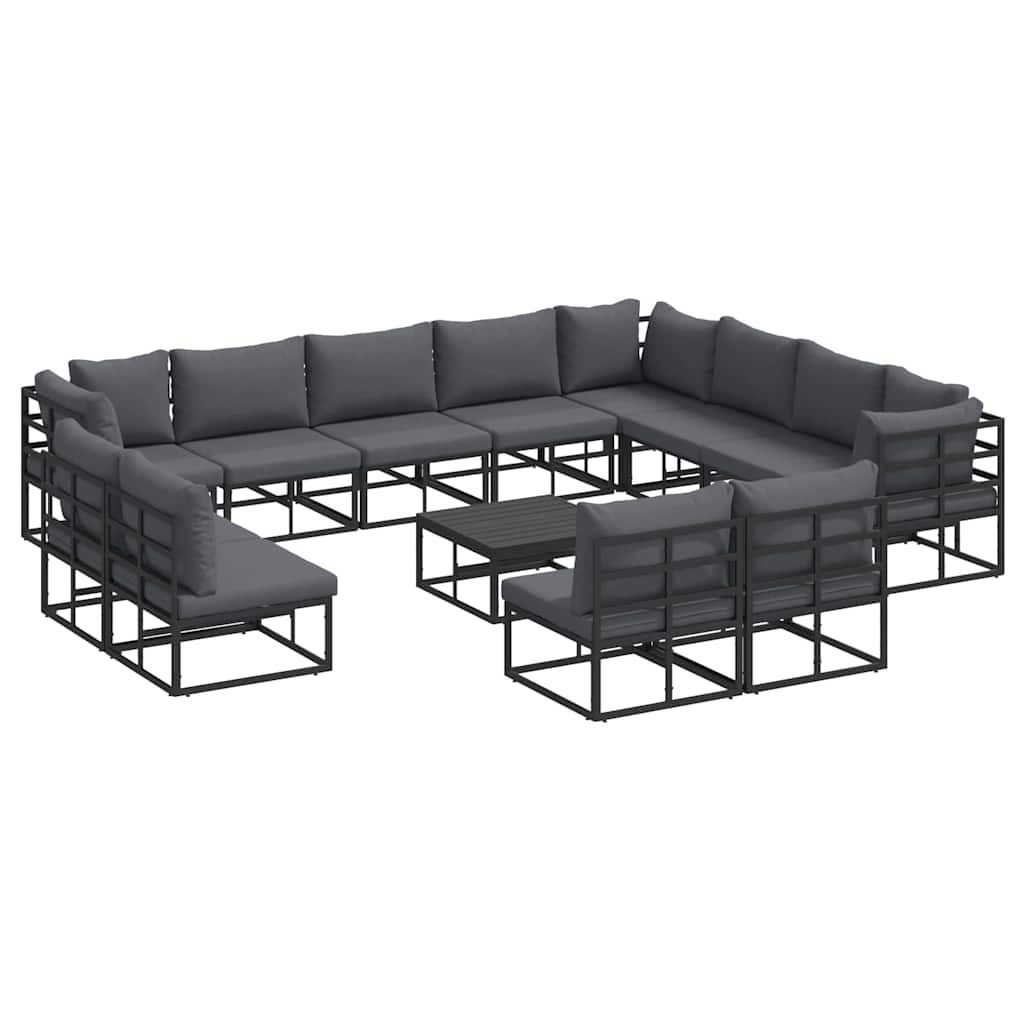 Gartensofa-set 13 stk. Schwarz Aluminium