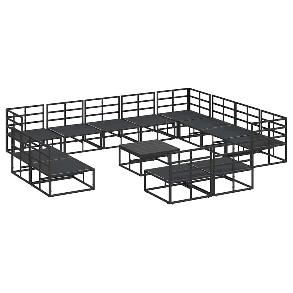 Gartensofa-set 13 stk. Schwarz Aluminium