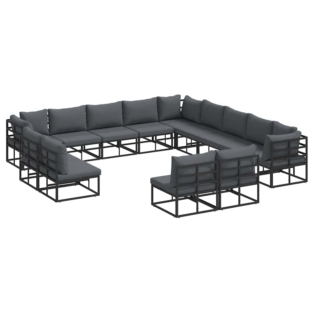 Gartensofa-set 13 stk. Schwarz Aluminium