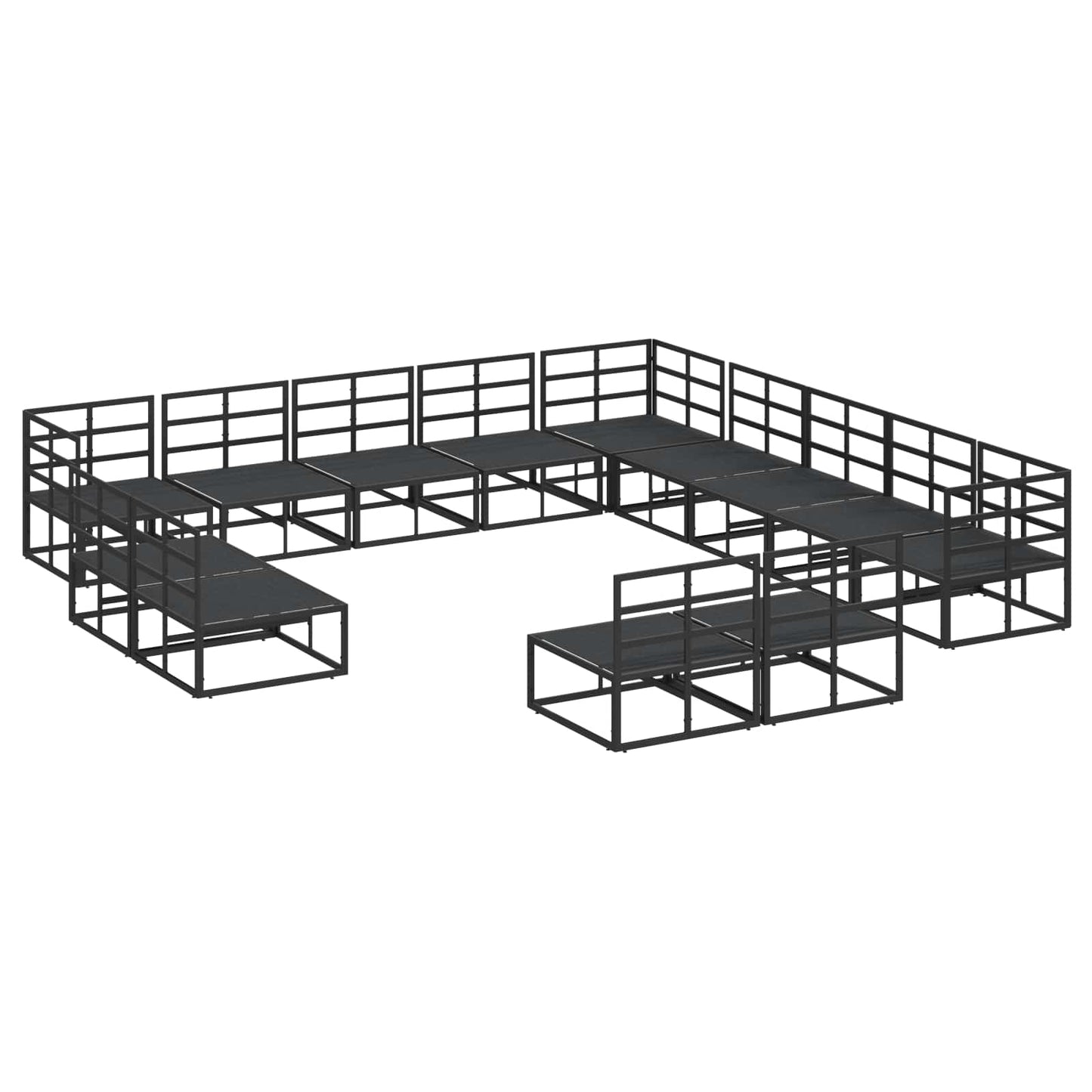 Gartensofa-set 13 stk. Schwarz Aluminium
