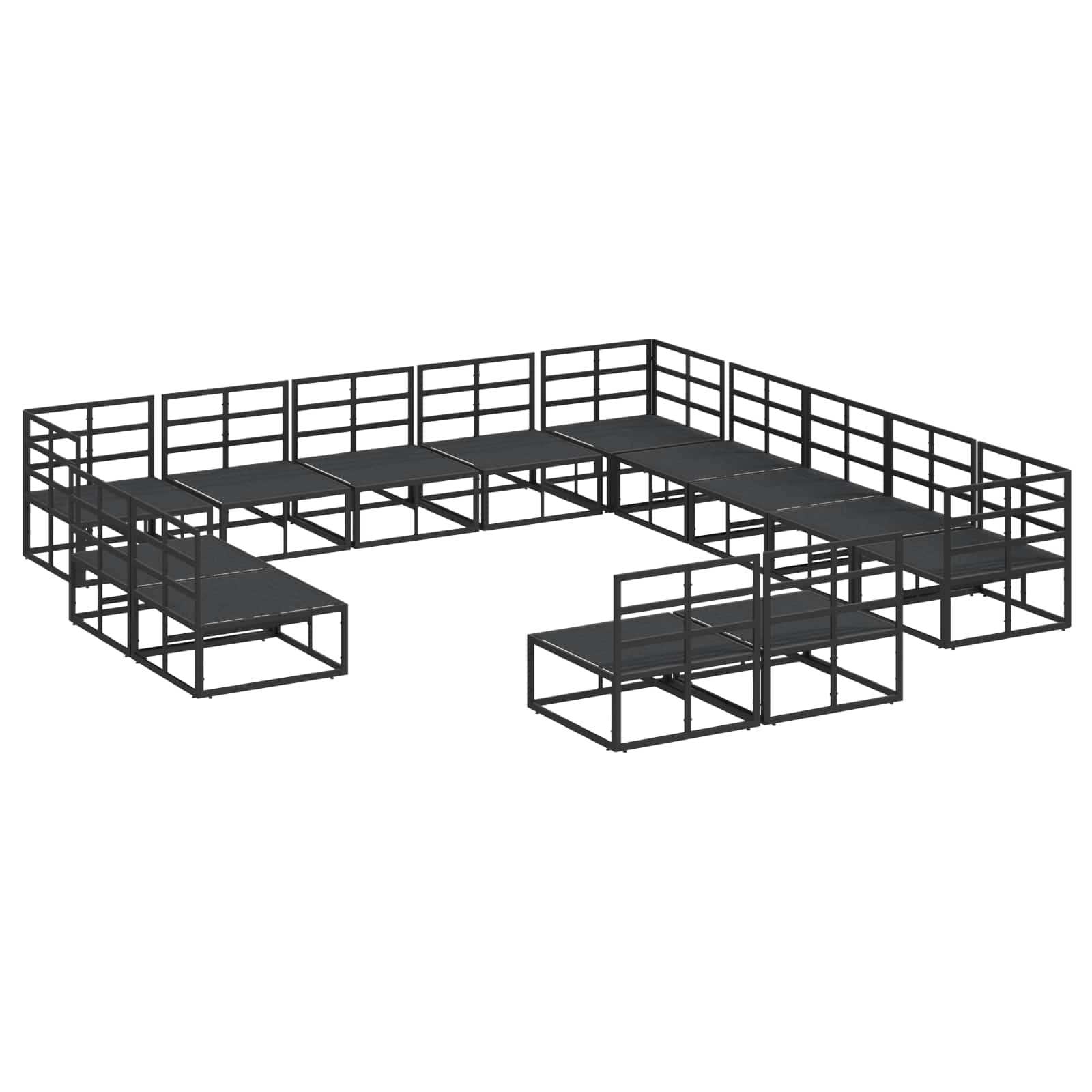 Gartensofa-set 13 stk. Schwarz Aluminium